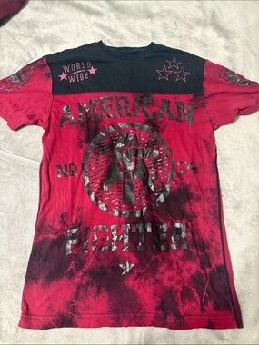 American Fighter Red and Black Distressed Graphic Tee - Kids